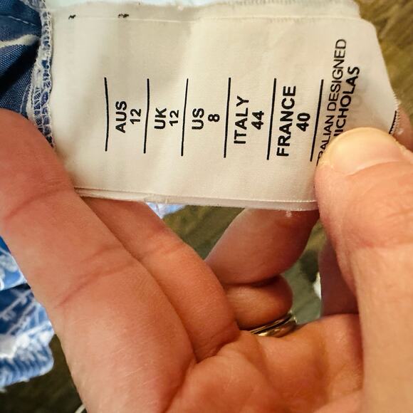 NICHOLAS Bloom Blue & White Floral Embroidered Striped Maxi Dress Size US 8 - Picture 10 of 10